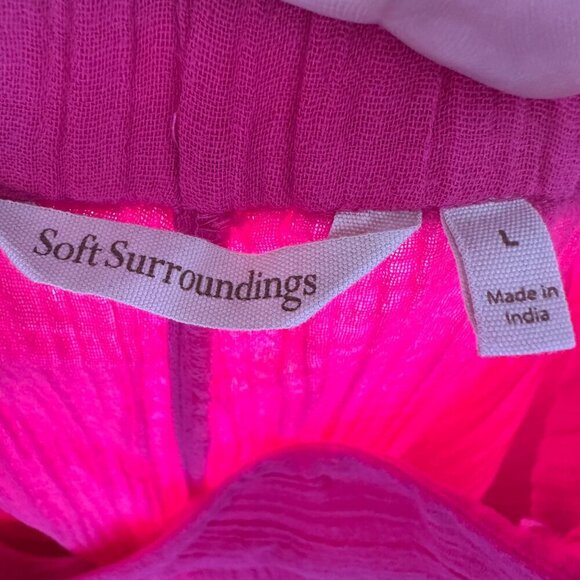NWOT Soft Surroundings Khulani Pink Wide Leg Gauze Pants Size Large Lightweight - Picture 6 of 12
